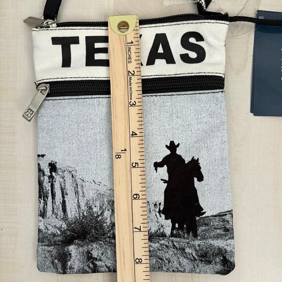 Robin Ruth Texas Crossbody Bag Black & White Cowboy Horse Graphic Travel Purse - Picture 8 of 8